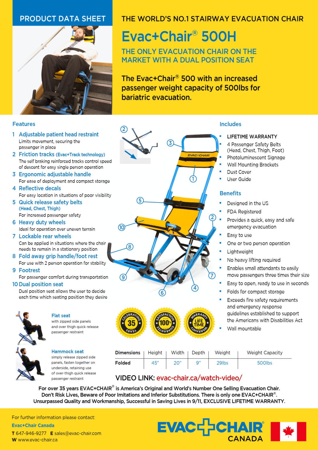 Evac+Chair 500H Disabled Bariatric Evacuation Chair