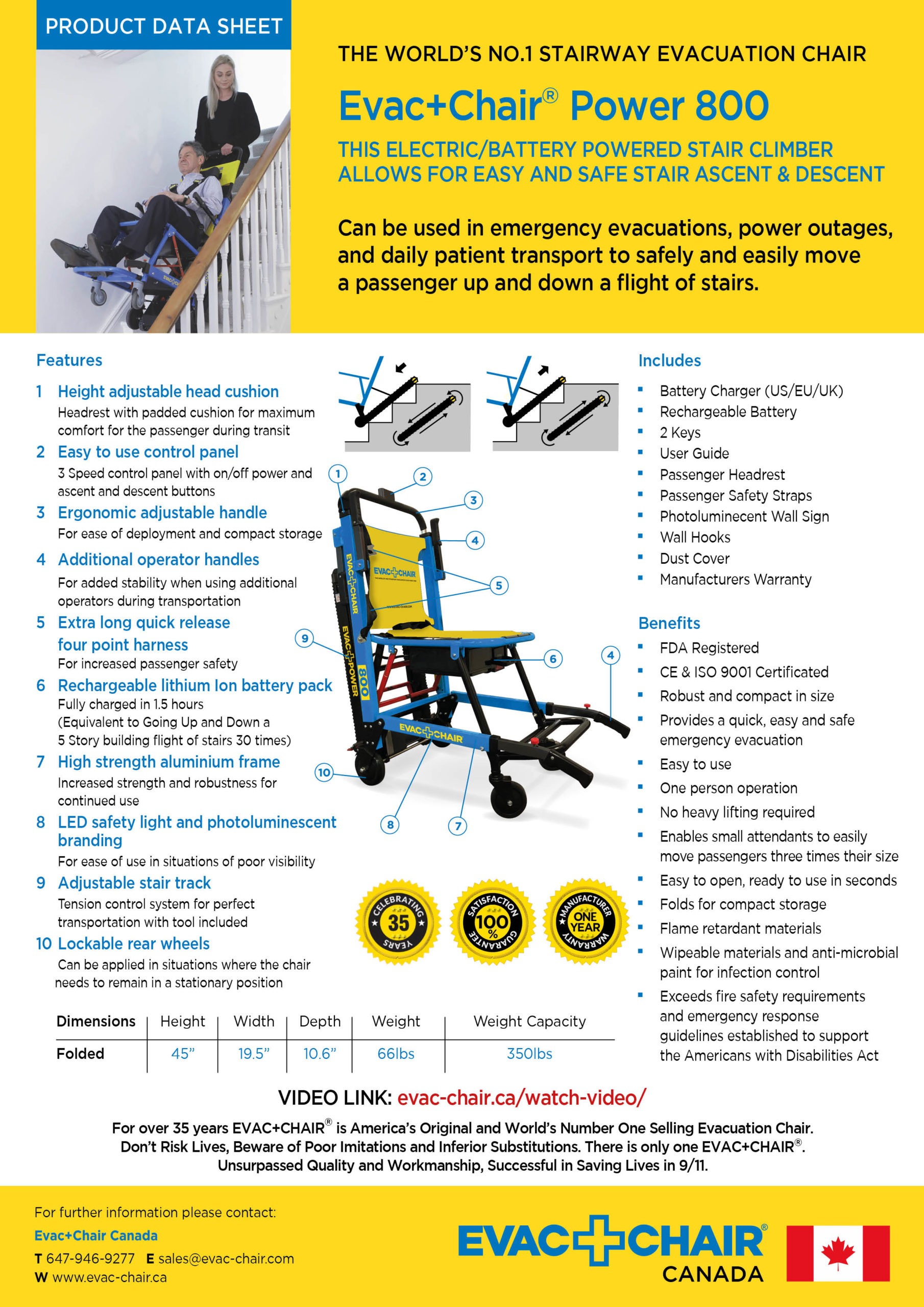 Evac+Chair Power 800 Adjustable Electric Evacuation Chair